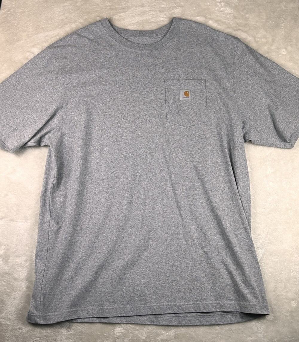 Carhartt K87 T Shirt Men's Sz 2XLT Grey Workwear Loose Fit Short Sleeve Pocket